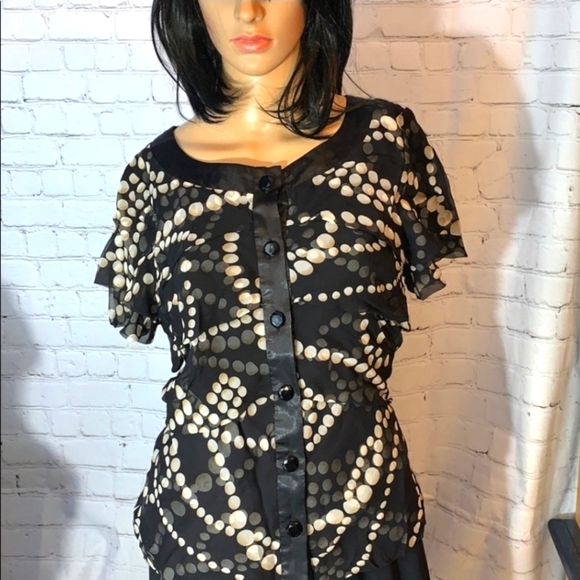 JS Collection Women's Fancy Button Down Blouse, 10 - Picture 2 of 7